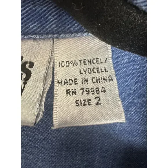 Chico's Design Womens Snap Up Long Sleeve Blue Denim Jeans Jacket Size 2 - Picture 9 of 9